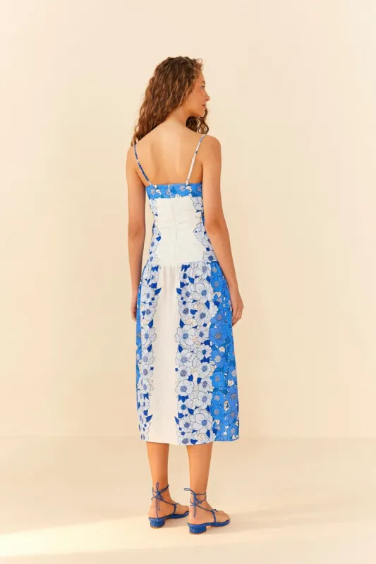 Blue Flower Stripes Midi Dress | Parallel