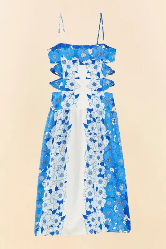 Blue Flower Stripes Midi Dress | Parallel