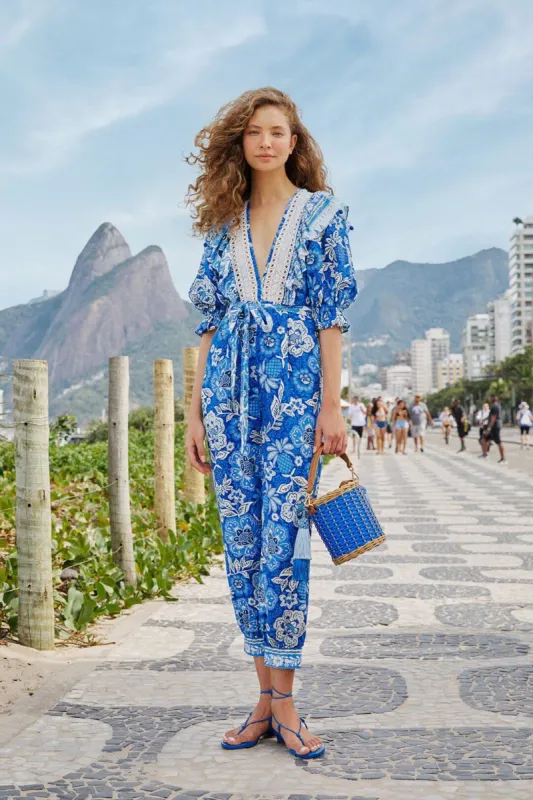 Blue Full Of Flowers Jumpsuit sold by FARM Rio
