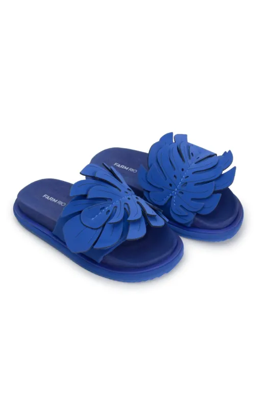 Blue Monstera Anatomic Slide Sandal sold by FARM Rio