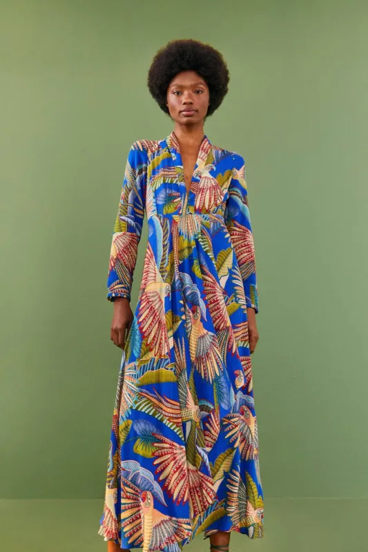 farm rio blue macaw flight maxi dress the Off