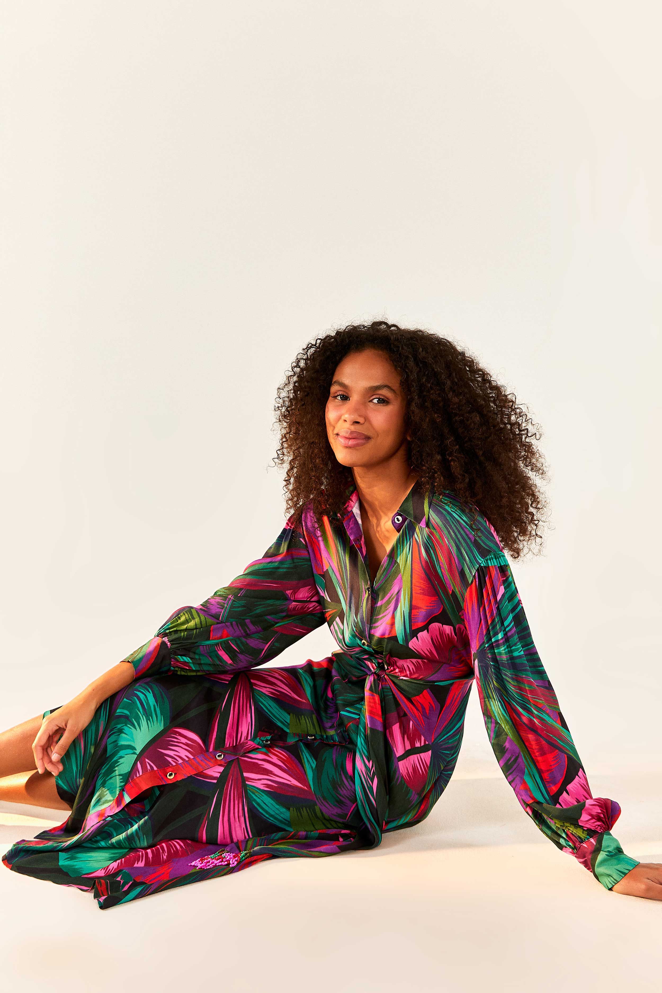 Midnight Leaves Lenzing™ Ecovero™ Viscose Midi Dress sold by FARM Rio