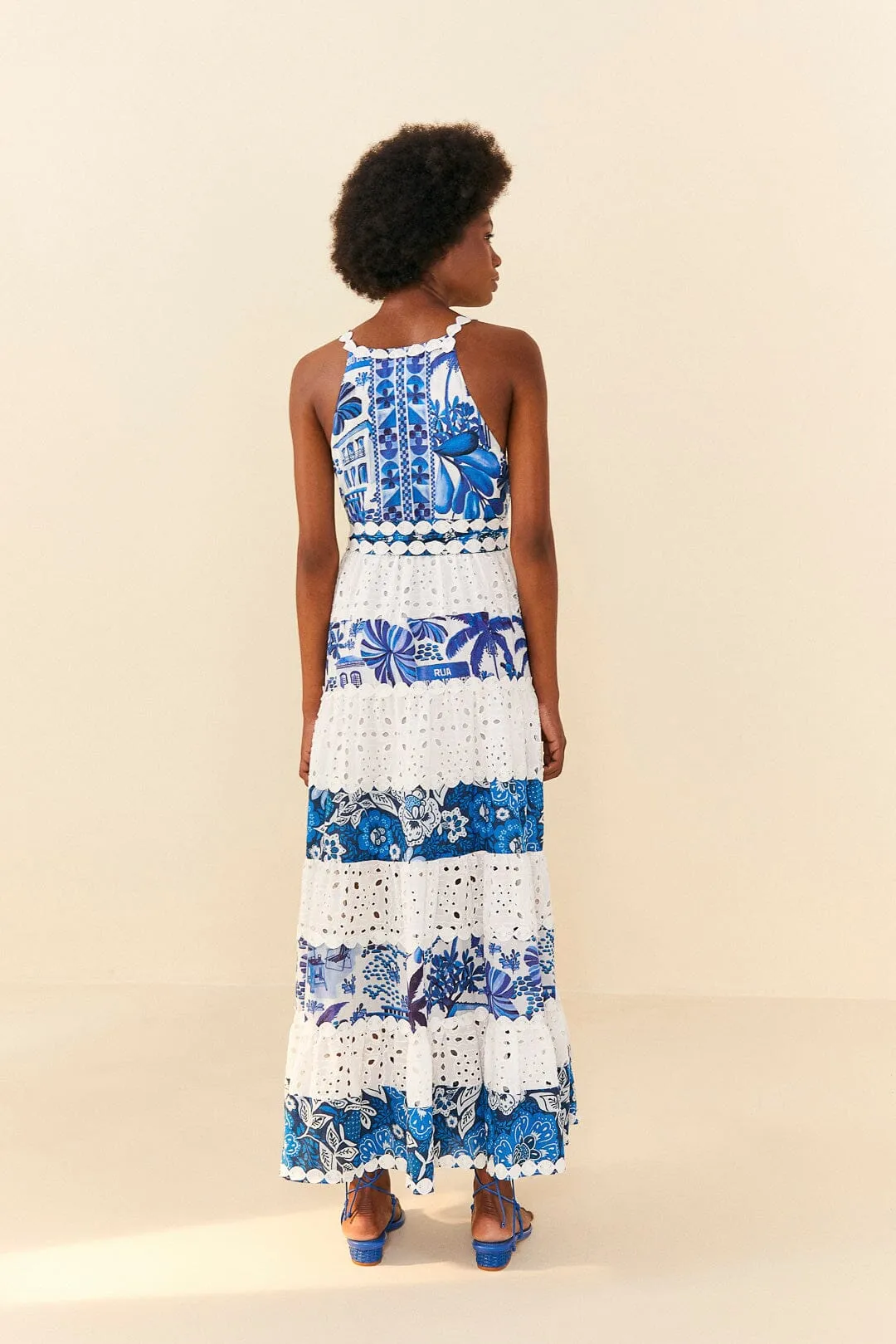 Mixed White And Blue Prints Maxi Dress sold by FARM Rio product image thumbnail 2
