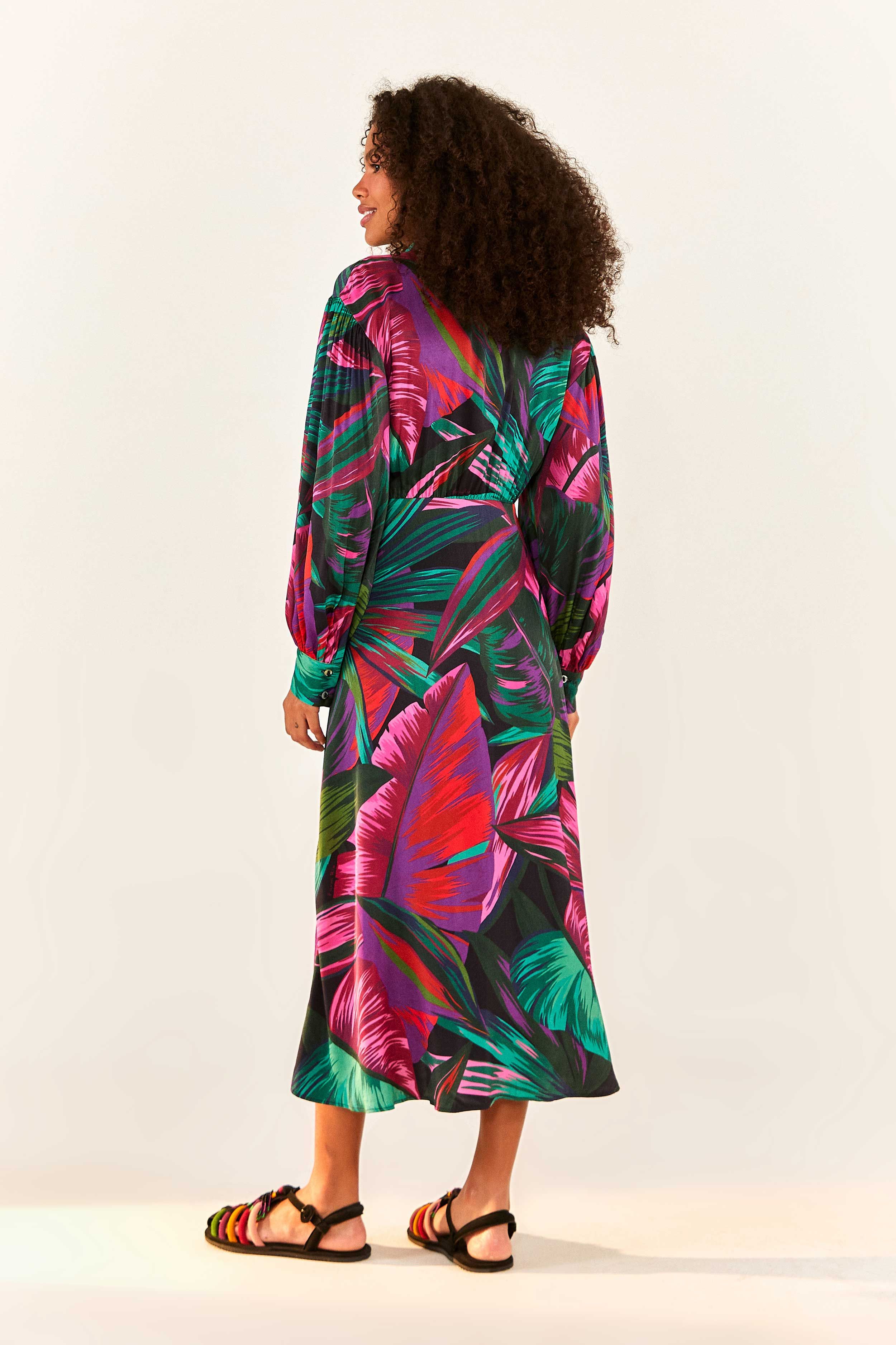 Midnight Leaves Lenzing™ Ecovero™ Viscose Midi Dress sold by FARM Rio product image thumbnail 2