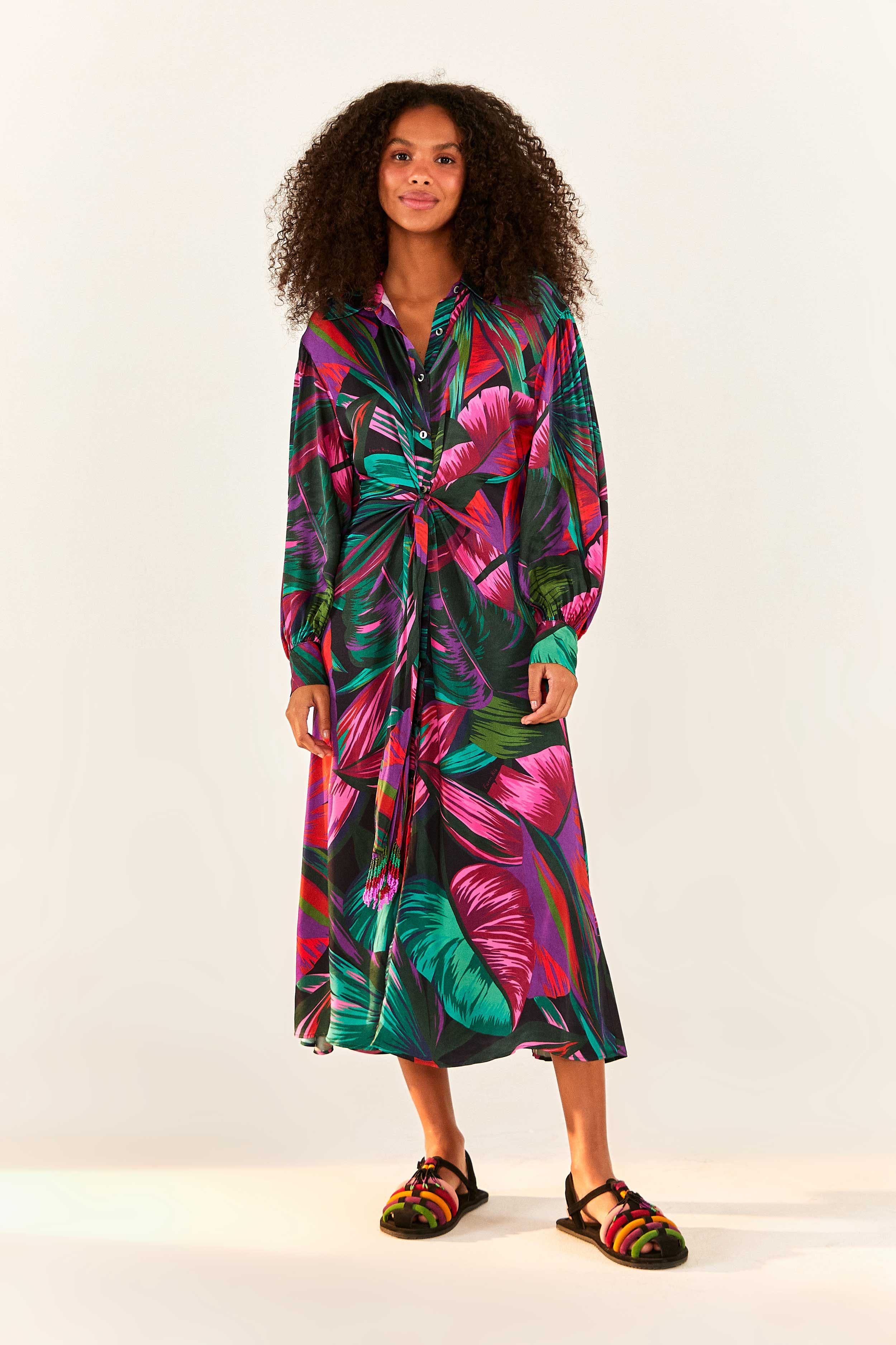 Midnight Leaves Lenzing™ Ecovero™ Viscose Midi Dress sold by FARM Rio product image thumbnail 3