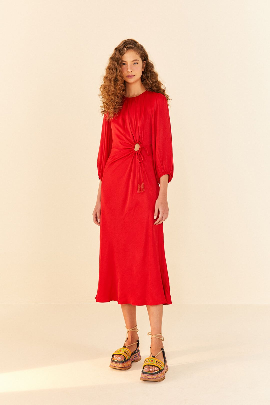 Red Front Circle Cut Out Midi Dress sold by FARM Rio product image thumbnail 2