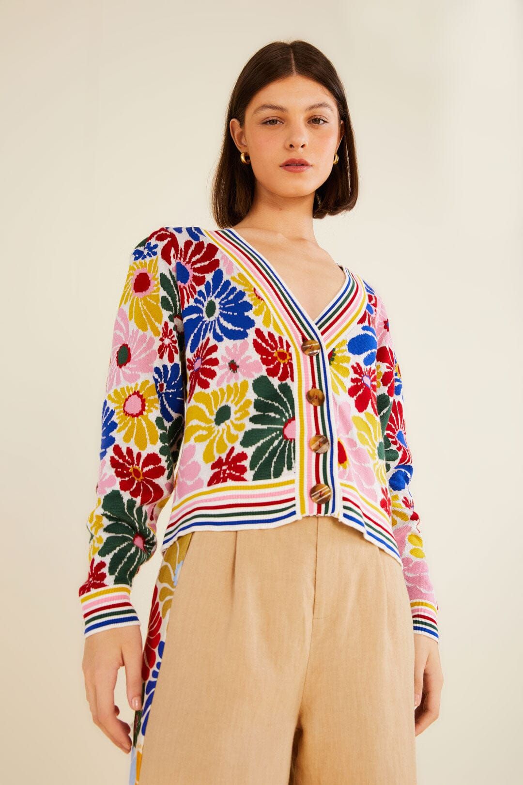 Sand Sunny Daisies Cardigan sold by FARM Rio