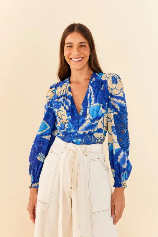 Blue Tropical Groove Blouse sold by FARM Rio