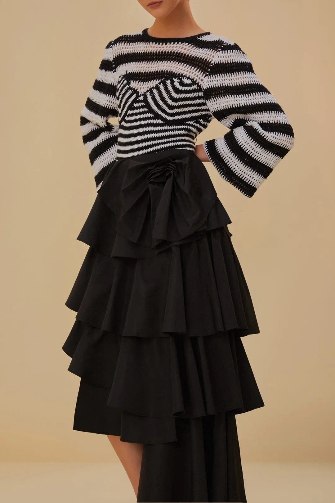 Black Tiered Bow Detail Maxi Skirt sold by FARM Rio product image thumbnail 2