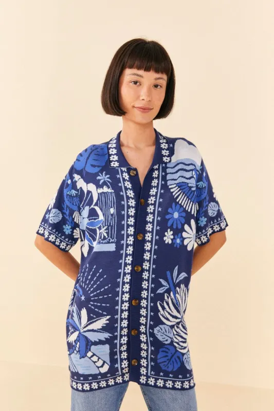 Blue Rio Tiles Lenzing™ Ecovero™ Viscose Knit Shirt sold by FARM Rio