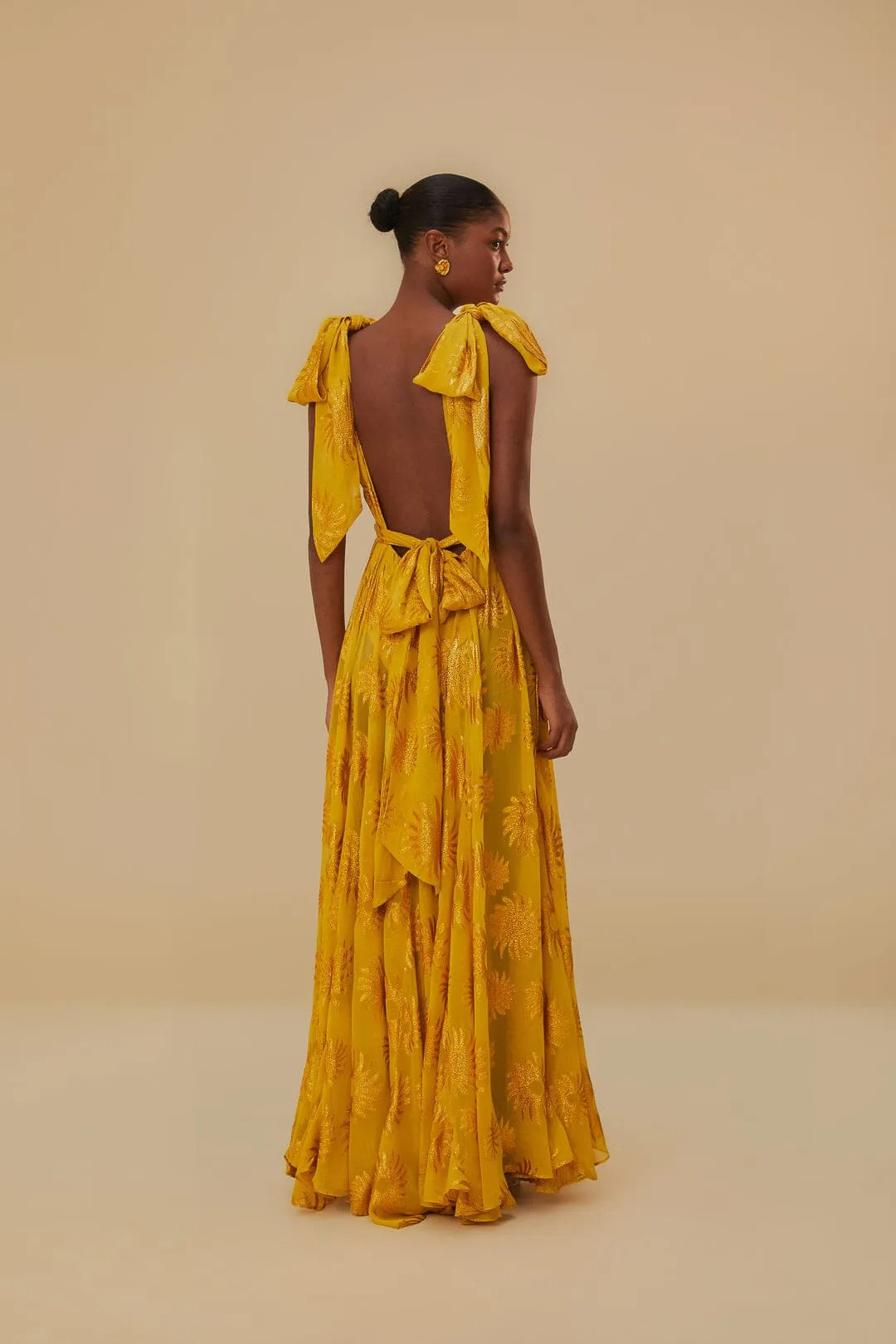 Yellow Gold Sun Jacquard Maxi Dress | Parallel Yellow Gold Sun Jacquard Maxi Dress | Parallel