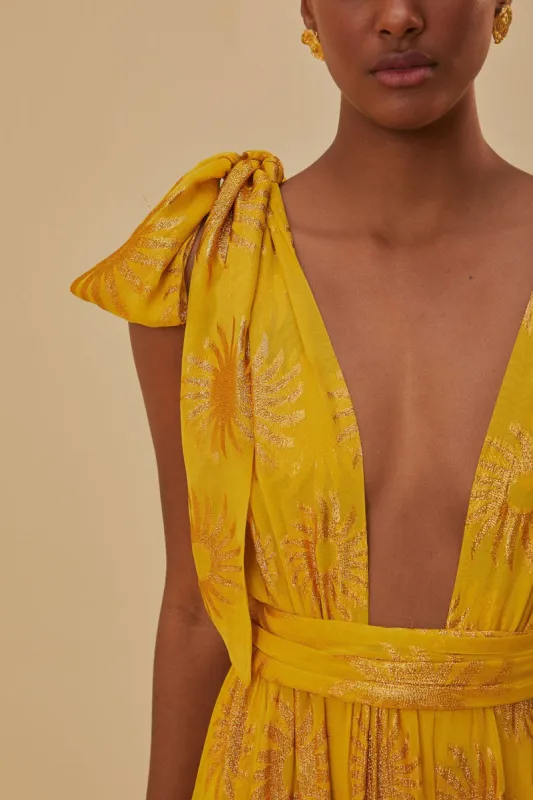 Yellow Gold Sun Jacquard Maxi Dress | Parallel