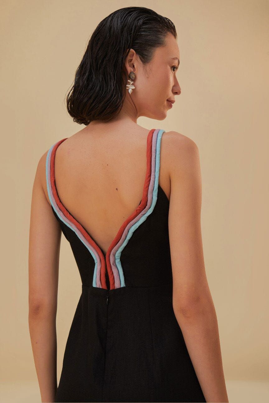 Black Colored Piping Lenzing™ Ecovero™ Euroflax™ Midi Dress sold by FARM Rio product image thumbnail 5