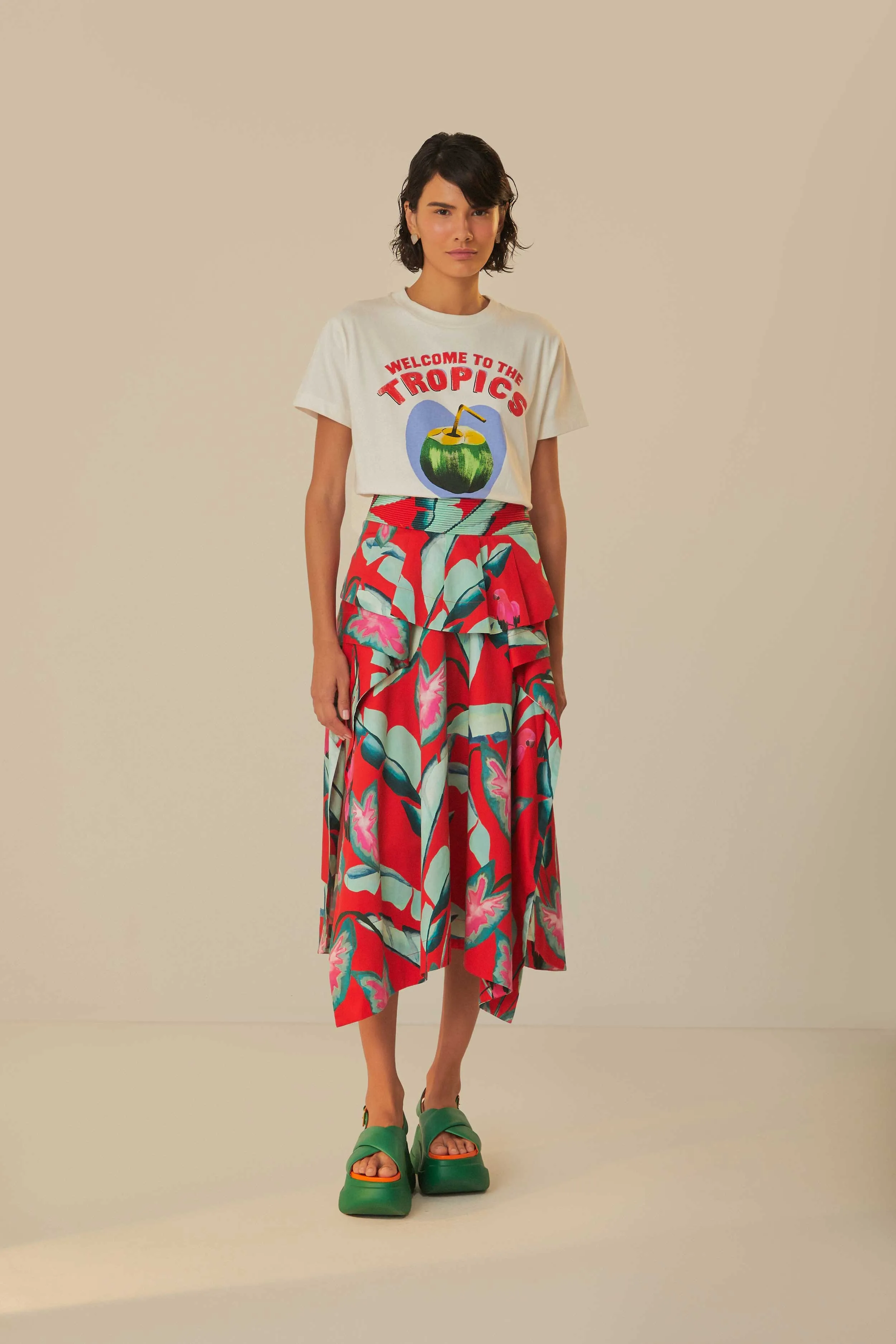 White Welcome To The Tropics Organic Cotton T-Shirt sold by FARM Rio product image thumbnail 3