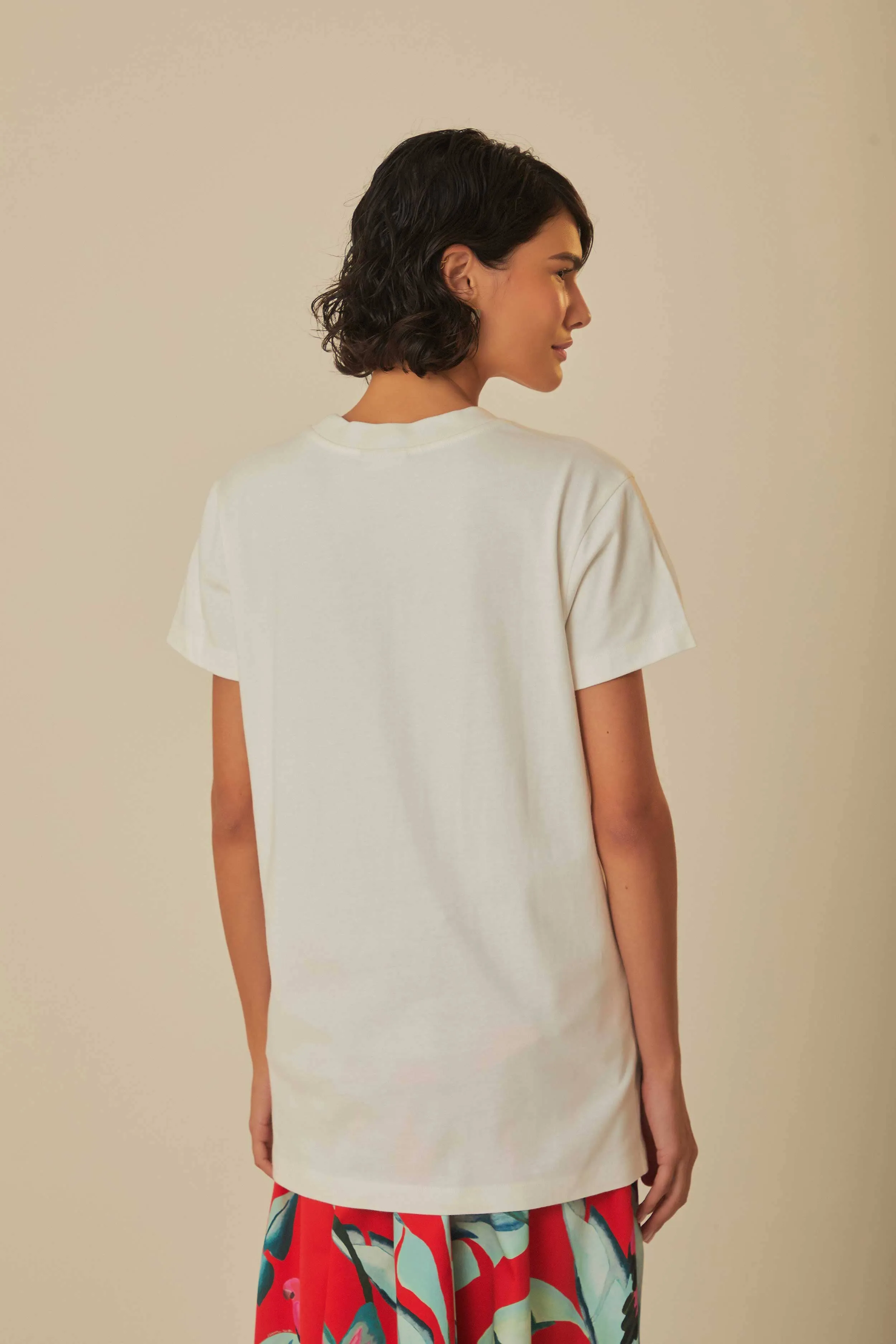 White Welcome To The Tropics Organic Cotton T-Shirt sold by FARM Rio product image thumbnail 4