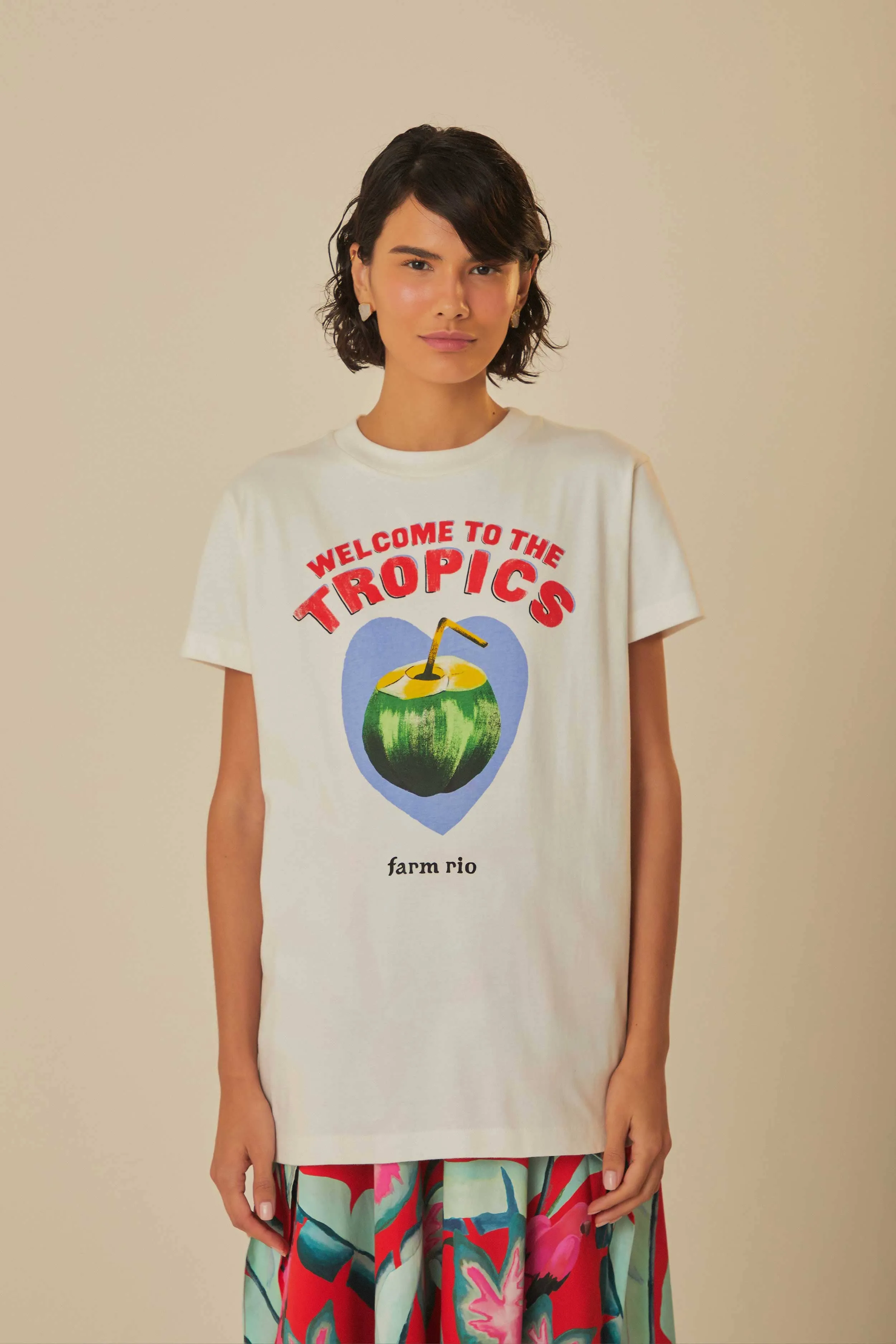 White Welcome To The Tropics Organic Cotton T-Shirt sold by FARM Rio product image thumbnail 2