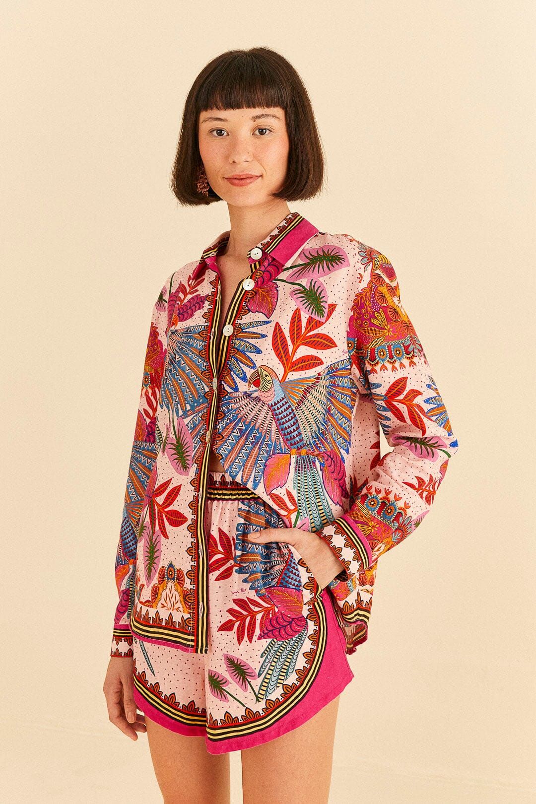 Pink Macaw Scarf Shorts sold by FARM Rio