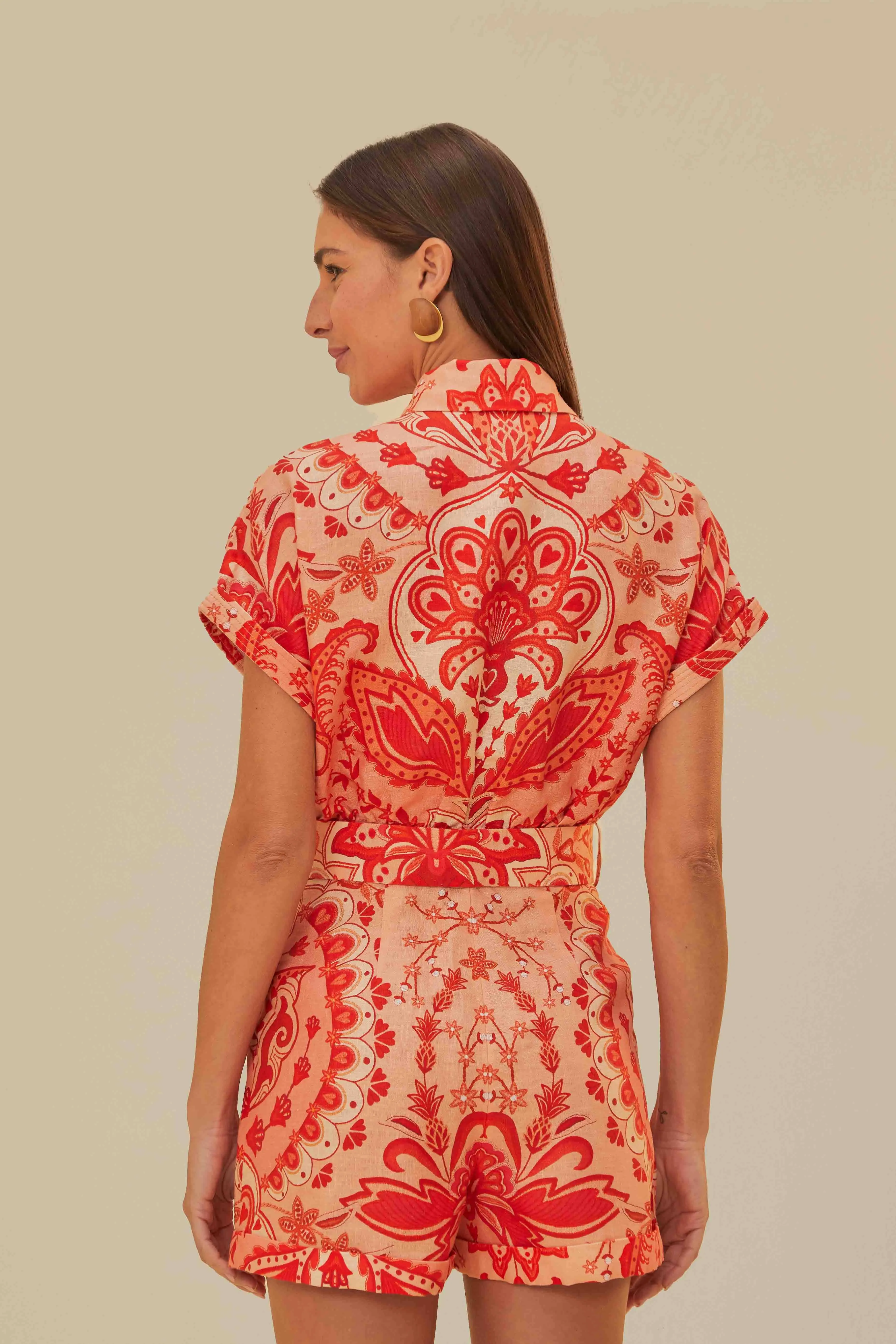 Red Jaipur Romper sold by FARM Rio product image thumbnail 4