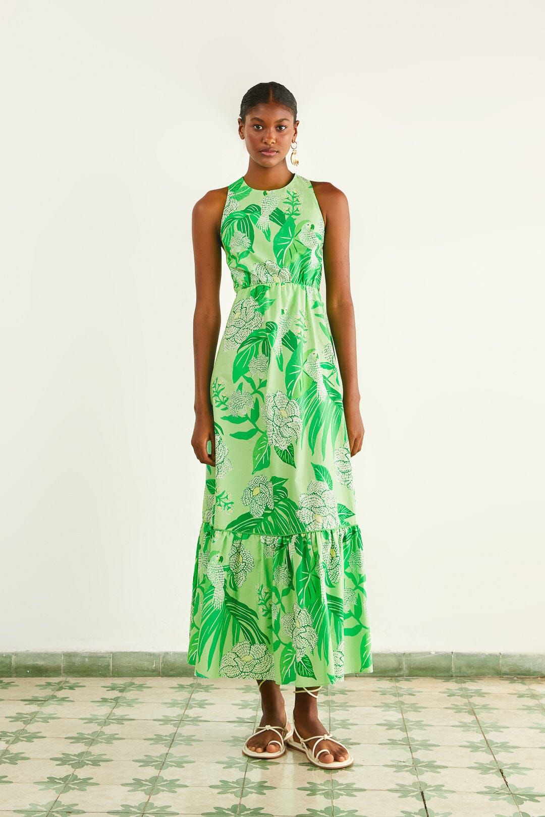 Green Dewdrop Floral Midi Dress sold by FARM Rio