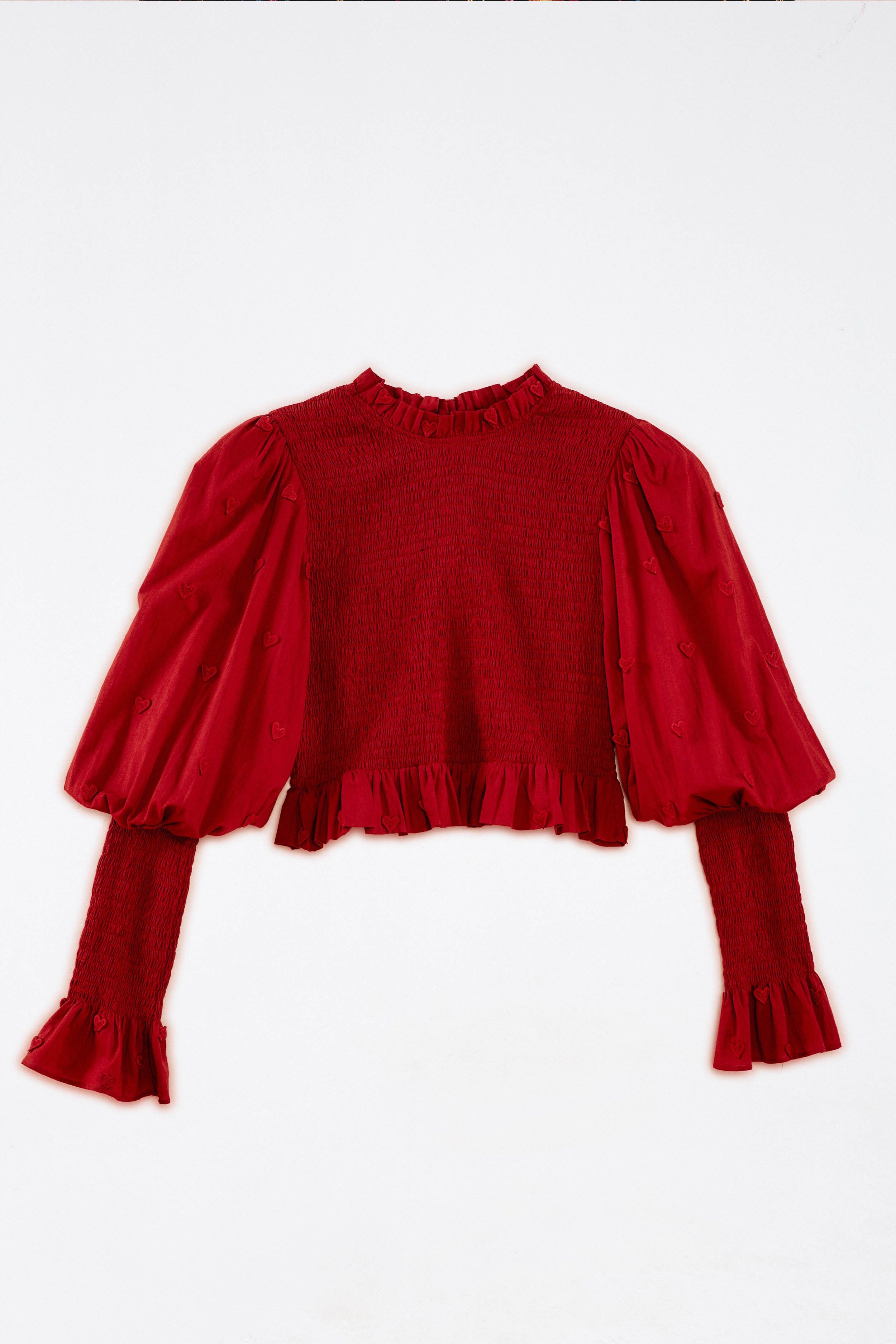 Burgundy 3D Hearts Blouse sold by FARM Rio product image thumbnail 3