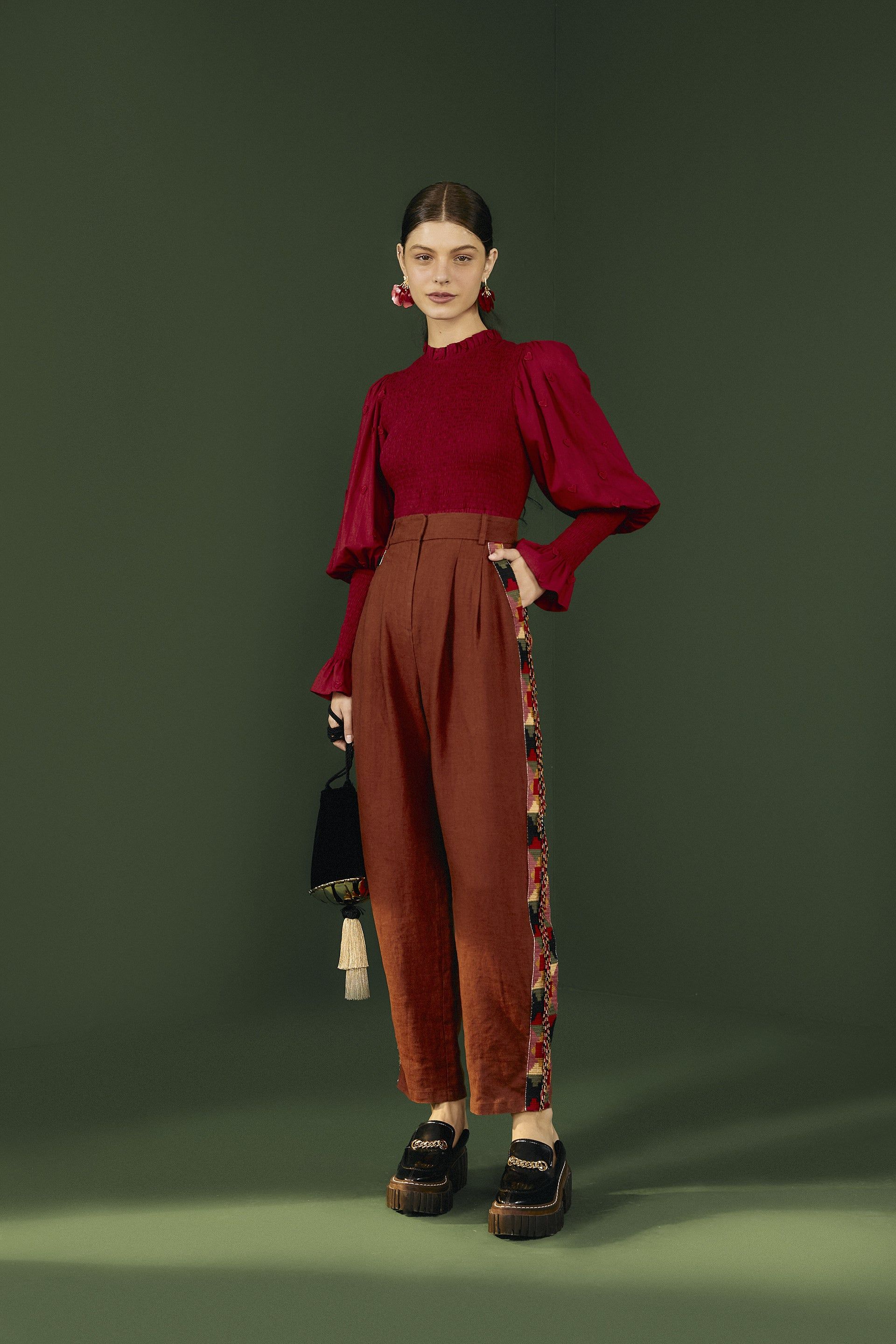 Burgundy 3D Hearts Blouse sold by FARM Rio