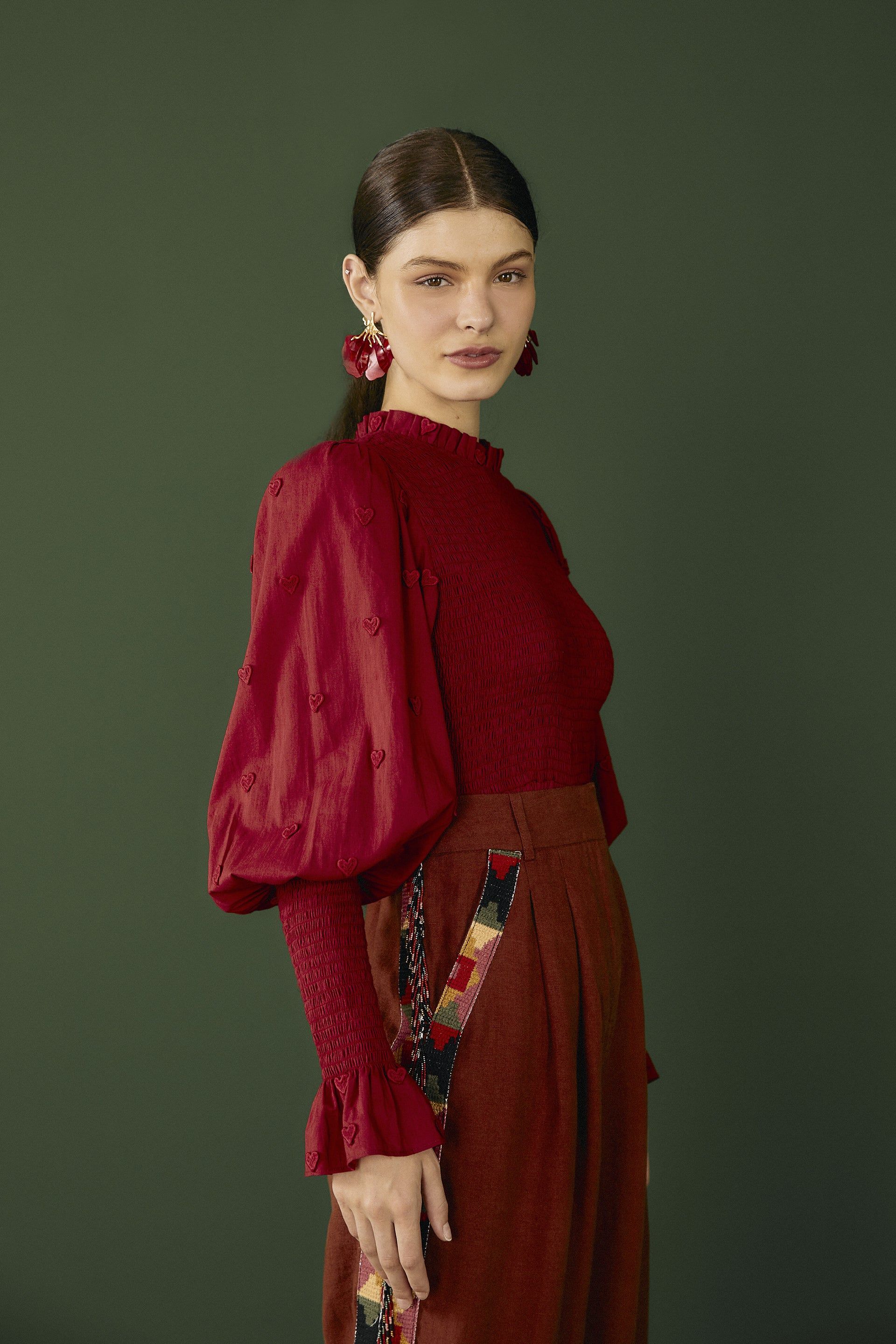 Burgundy 3D Hearts Blouse sold by FARM Rio product image thumbnail 2