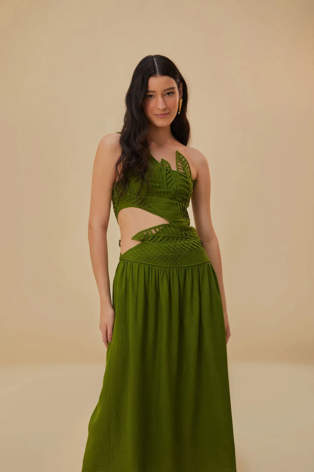 Green Leaves Cut Out Midi Dress sold by FARM Rio product image thumbnail 3