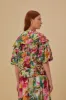 Off-White Painted Flowers Short Sleeve Blouse sold by FARM Rio