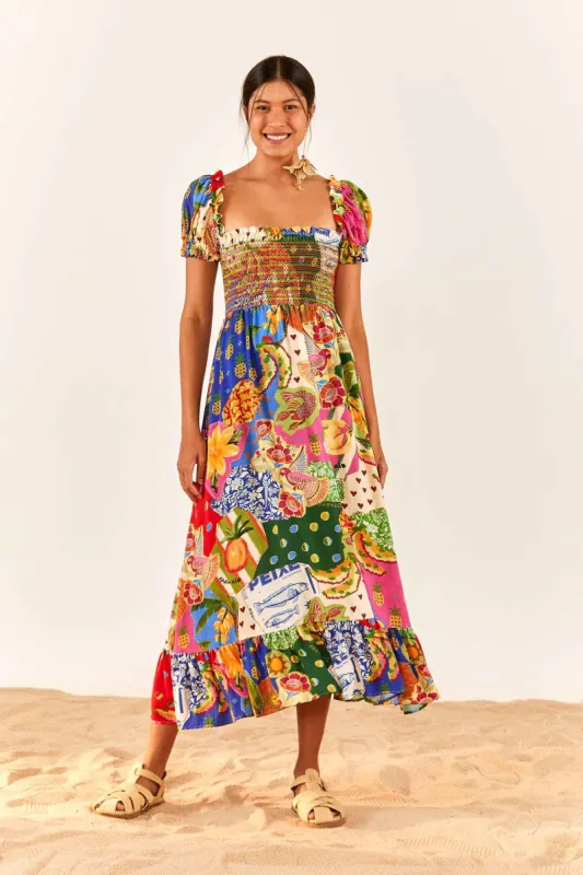 Sunny Mix Square Neck Midi Dress sold by FARM Rio
