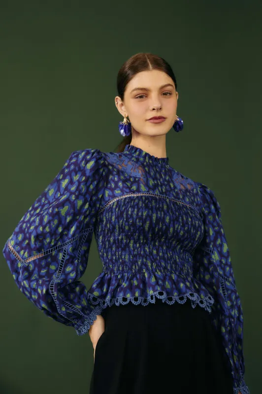 Blue Leopard Pop Blouse sold by FARM Rio