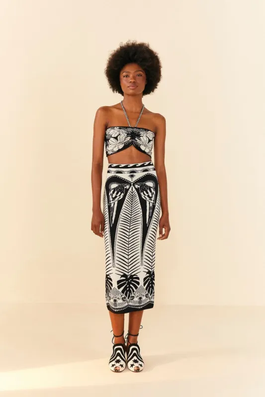 Black Macaw Elegance Knit Skirt sold by FARM Rio