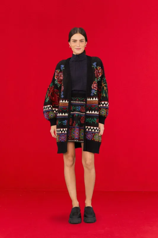 Black Flower Tapestry Cardigan sold by FARM Rio