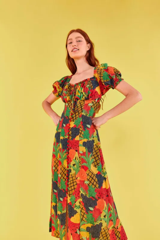 Fruit Salad Square Neck Midi Dress sold by FARM Rio