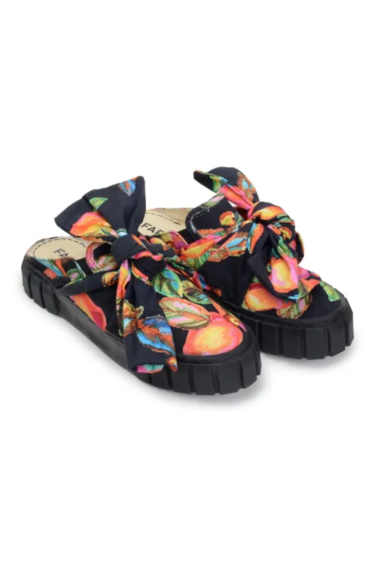 Black Cashew Mule Sneaker With Bow sold by FARM Rio