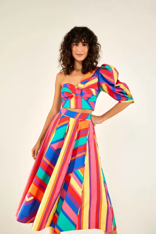 Bruna Stripes Midi Skirt sold by FARM Rio