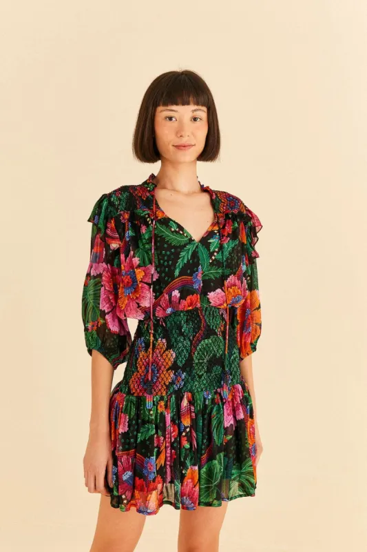 Black Blooming Garden Mini Dress sold by FARM Rio