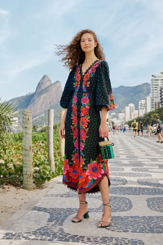 Black Blooming Garden Dress sold by FARM Rio