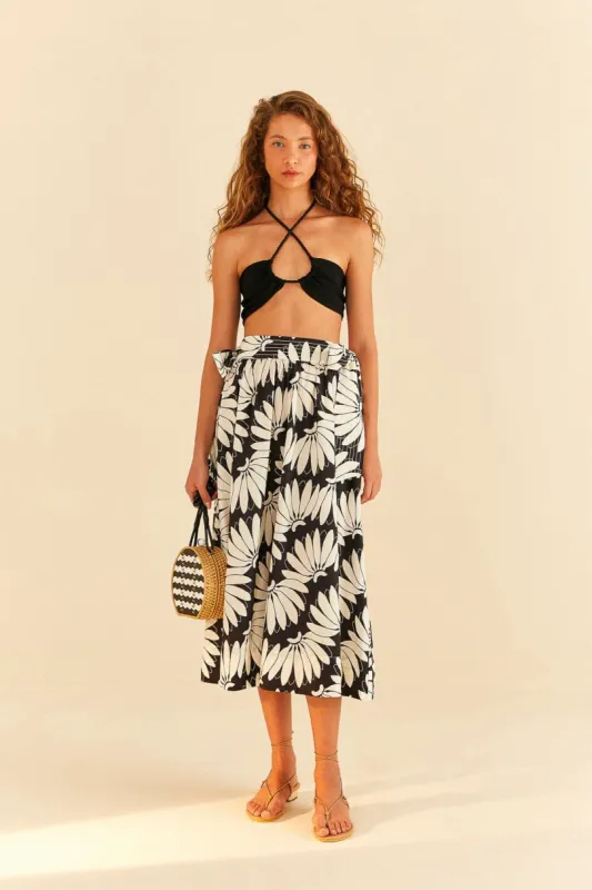 Black Copacabana Bow Midi Skirt sold by FARM Rio