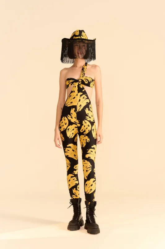 Black Bossa Banana Lycra Jumpsuit sold by FARM Rio