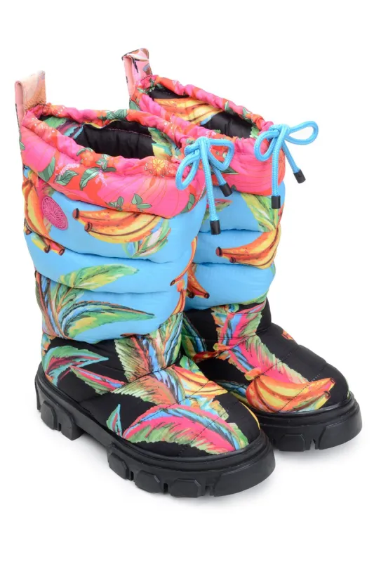 BLACK CHEVRON FOREST PUFFY TALL BOOT sold by FARM Rio