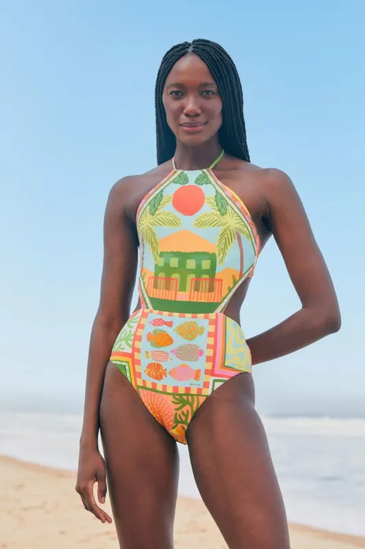 Beach Mixed Scarves One Piece Swimsuit sold by FARM Rio