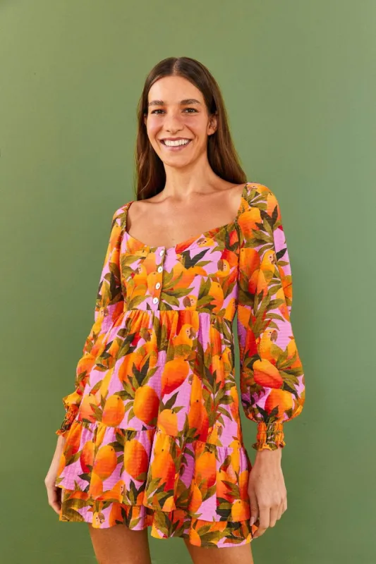 Lilac Mango Macaws Mini Dress sold by FARM Rio