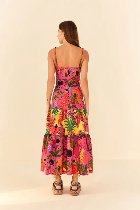 farm rio pink pop leopards mixed midi dress PINK POP LEOPARDS MIXED MIDI DRESS