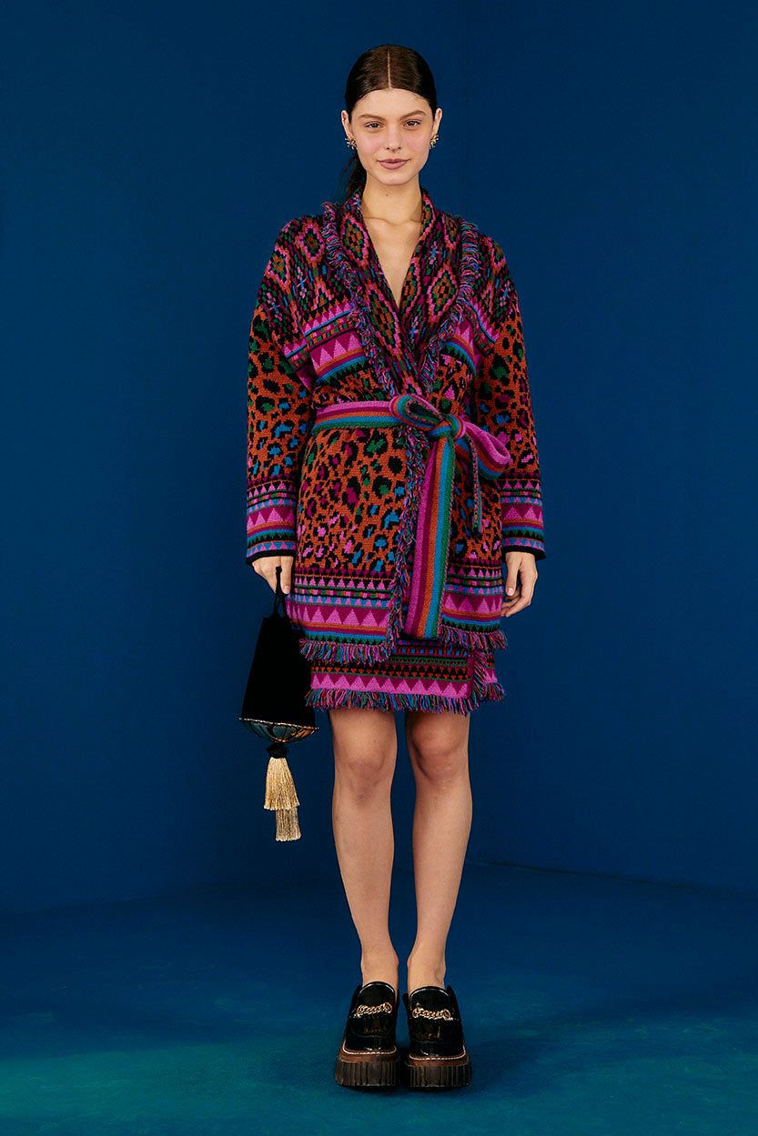 Red Ainika Tapestry Cardigan sold by FARM Rio product image thumbnail 3