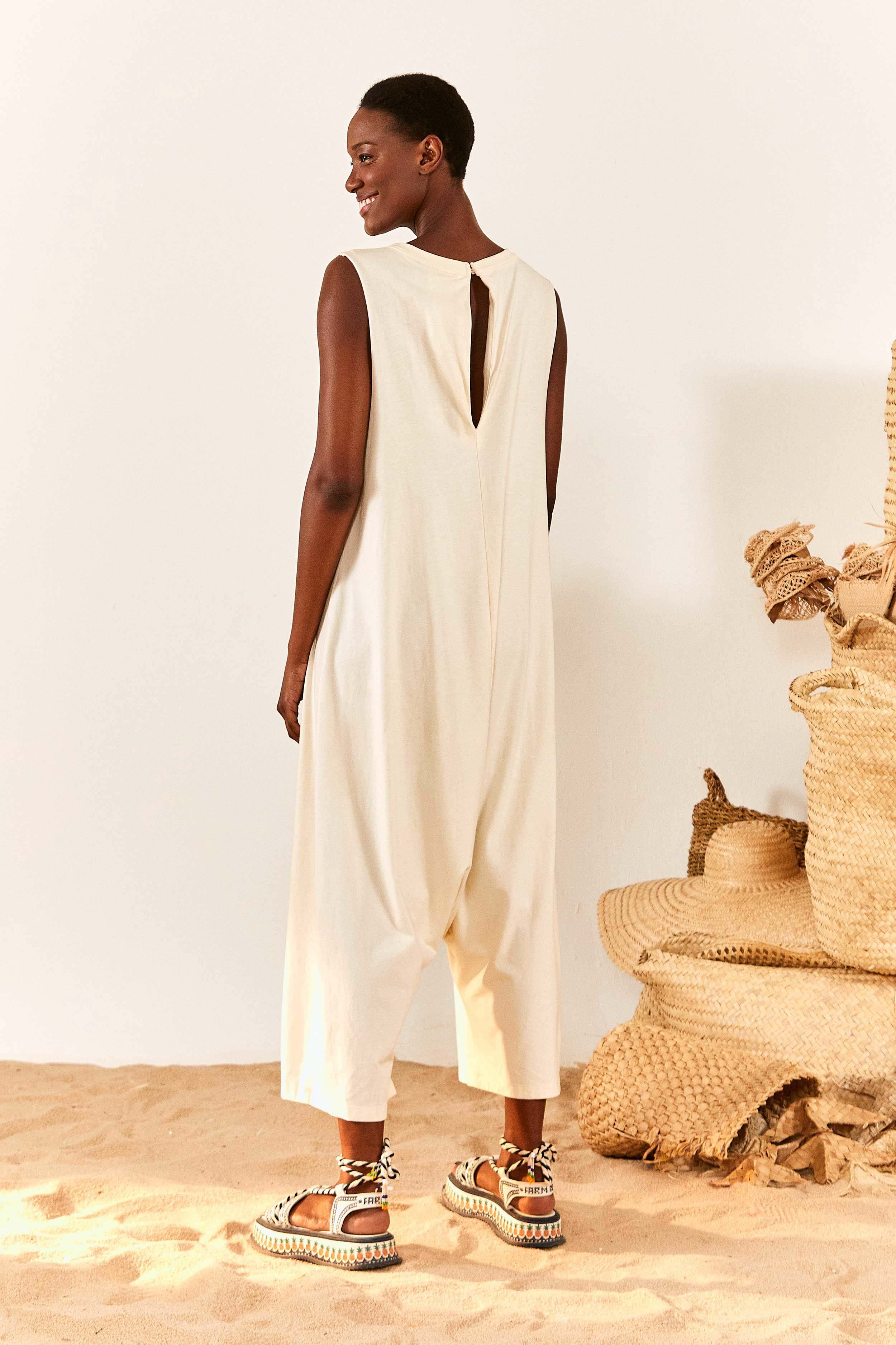 White Peixe Jersey Jumpsuit sold by FARM Rio product image thumbnail 2