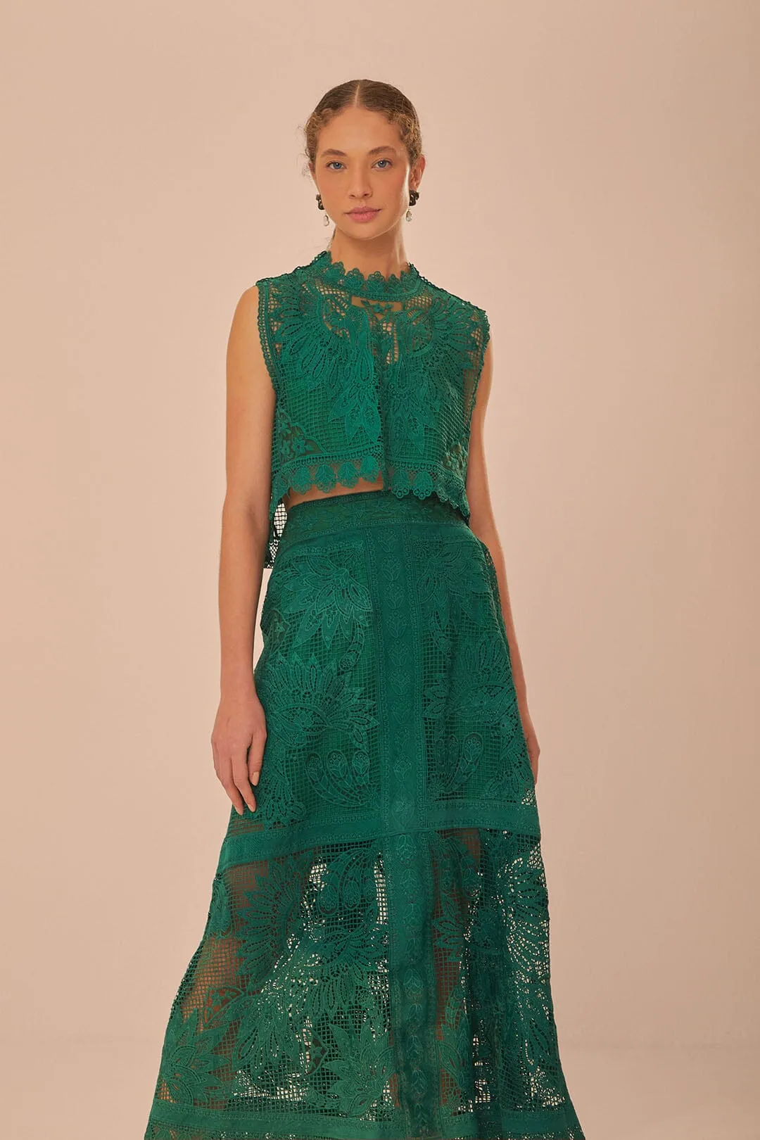 Green Toucans Guipure Midi Skirt sold by FARM Rio product image thumbnail 3