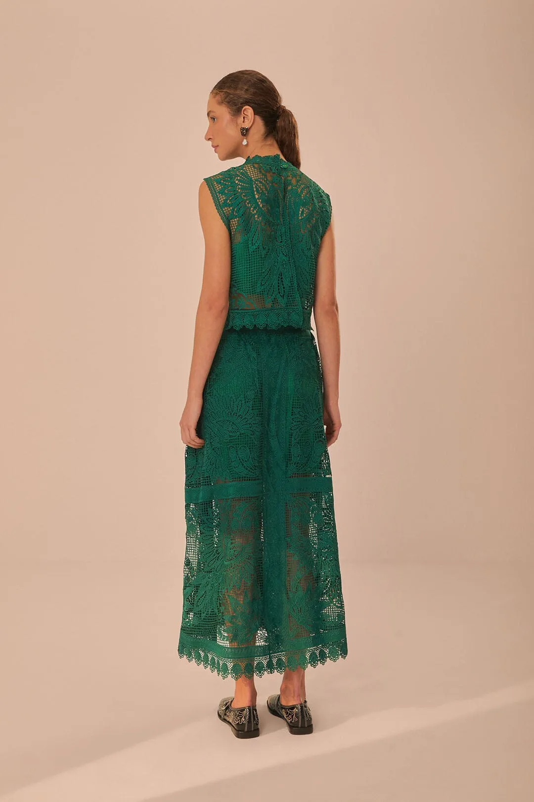 Green Toucans Guipure Midi Skirt sold by FARM Rio product image thumbnail 4