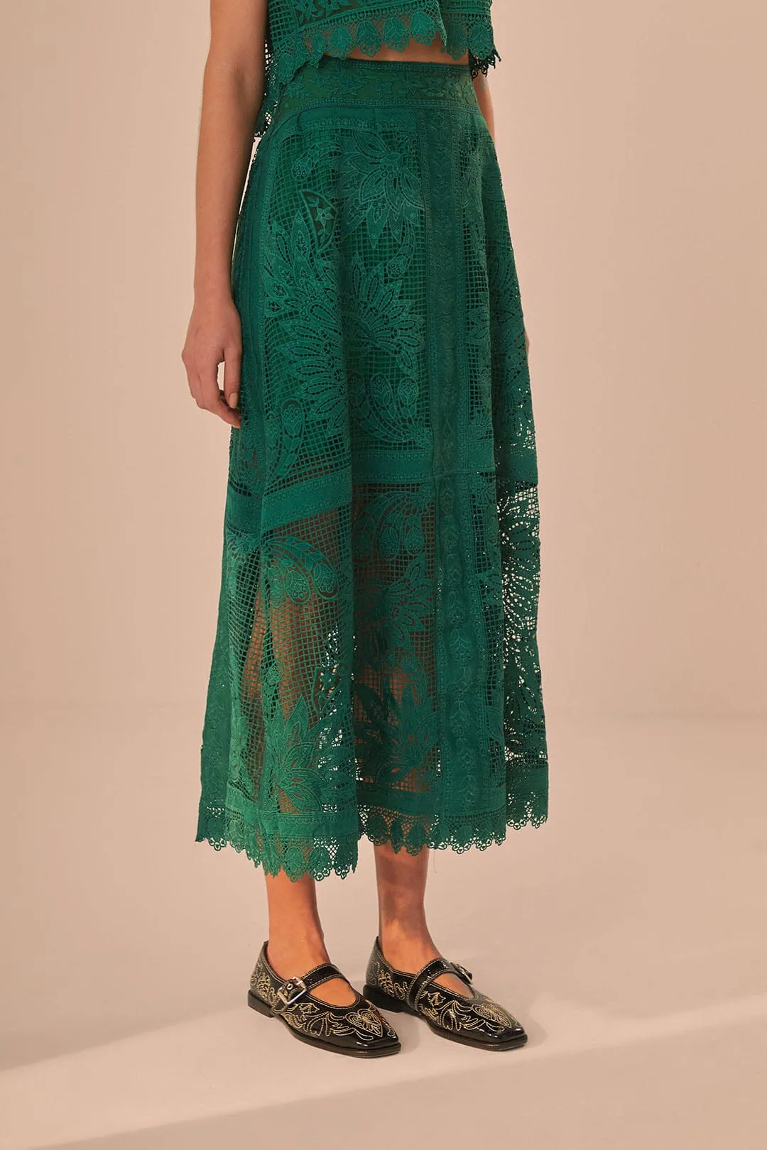 Green Toucans Guipure Midi Skirt sold by FARM Rio product image thumbnail 2
