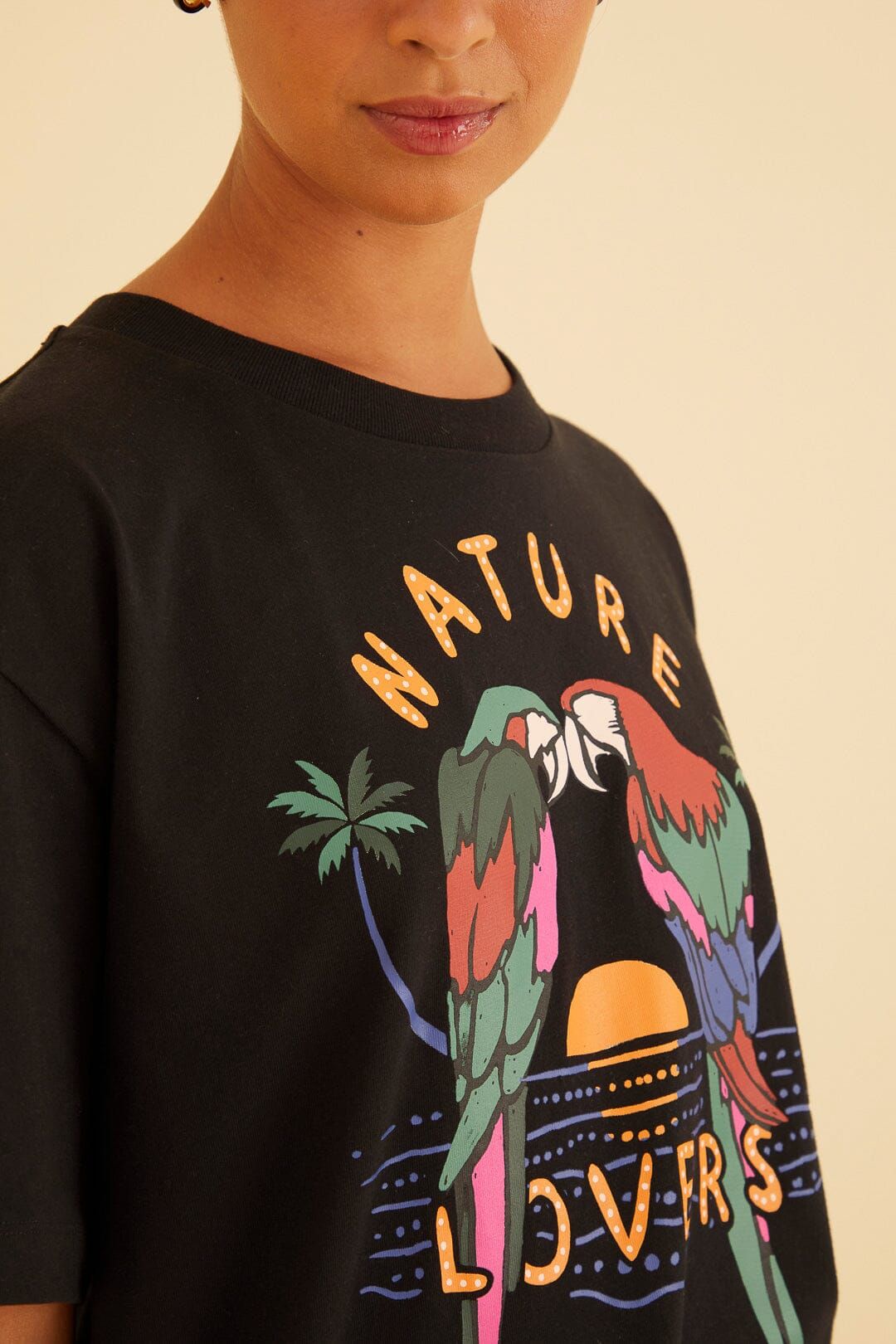 Black Nature Lovers Organic Cotton Relaxed T-Shirt sold by FARM Rio product image thumbnail 2