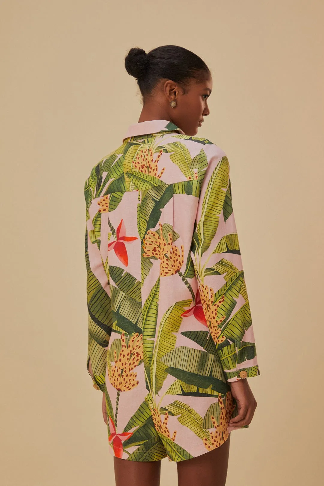 Pink Banana Leaves Lenzing™ Ecovero™ Euroflax™ Romper sold by FARM Rio product image thumbnail 5